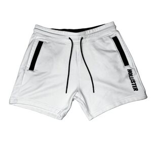 Hollister Men's Light Gray Athletic Shorts with Black Accents. Size Small